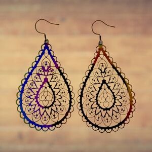 New Indio Jewelry Ladies Rainbow Teardrop Titanium Earrings #2051